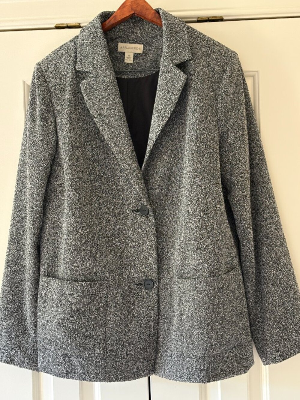 Appleseed's Wool Blend Blazer Black & White Sz 16